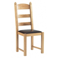 Corndell Country Oak Wooden Chair In Brown Leather OR954B